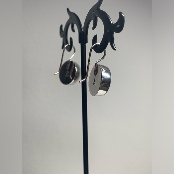 Early Silpada Very Rare Sterling & Chunky Round Onyx Inlaid French Wire Earrings - Picture 6 of 9